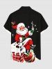 Chemise Etoile Père Noël et Cheminée Imprimés de Grande Taille avec Poche en Avant - Noir 4XL
