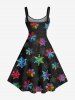 Plus Size Colorful Ombre Christmas Snowflake Galaxy Print A Line Dress -  