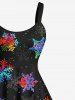 Plus Size Colorful Ombre Christmas Snowflake Galaxy Print A Line Dress -  