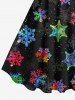 Plus Size Colorful Ombre Christmas Snowflake Galaxy Print A Line Dress -  