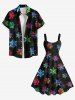 Plus Size Colorful Ombre Christmas Snowflake Galaxy Print A Line Dress -  