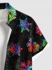 Chemise Boutonnée Imprimé Galaxie Colorée et Flocon de Neige de Noël Grande Taille avec Poche pour Homme - Noir S