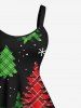 Plus Size Plaid Christmas Tree Snowflake Galaxy Elk Print A Line Dress -  