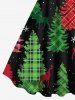 Plus Size Plaid Christmas Tree Snowflake Galaxy Elk Print A Line Dress -  