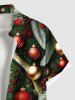 Plus Size Christmas Ball Snowflake Print Ombre Button Pocket Shirt For Men -  