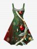 Plus Size Christmas Ball Snowflake Print Ombre A Line Dress -  