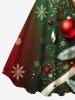 Plus Size Christmas Ball Snowflake Print Ombre A Line Dress -  