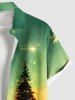 Plus Size Christmas Tree Fireworks Print Ombre Button Pocket Shirt For Men -  