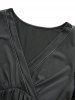 Robe grande taille à volants et col en V en dentelle à fleurs roses avec ceinture à fermeture éclair papillon - Noir L | US 12