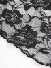 Robe grande taille à volants et col en V en dentelle à fleurs roses avec ceinture à fermeture éclair papillon - Noir L | US 12