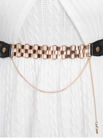 Twist Foldover Panel Ribbed Chain Belt Fleece Turn Down Collar Cable Knit Sweater and Wide Leg Pants Plus Size Outfit