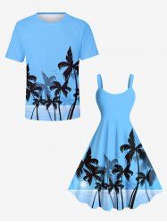 Coconut Tree Bird Sea Print Plus Size Matching Hawaii Beach Outfit For Couples -  