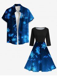 Christmas Snowflake Ombre Galaxy Print Plus Size Matching Outfit For Couples -  