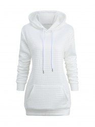 Sweat-Shirt à Capuche Pullover Manches Longues avec Cordon de Serrage et Poche - Blanc S