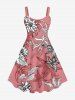 Floral Leaf Print Plus Size Matching Hawaii Beach Outfit For Couples -  