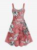 Floral Leaf Print Plus Size Matching Hawaii Beach Outfit For Couples -  