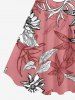Floral Leaf Print Plus Size Matching Hawaii Beach Outfit For Couples -  