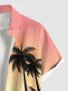 Plus Size Coconut Tree Bird Ombre Print Hawaii Buttons Pocket Shirt For Men -  