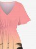 Robe Hawaïen Mi-Longue Fendue Cocotier et Oiseau Imprimés de Grande Taille - Rose clair S