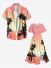 Robe Hawaïen Mi-Longue Fendue Cocotier et Oiseau Imprimés de Grande Taille - Rose clair XXS