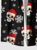 Plus Size Christmas Hat Snowflake Stars Skull Print Button Pocket Shirt For Men -  