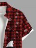 Chemise à Carreaux Bonhomme de Neige Flocon de Neige et Sapin de Noël Imprimés de Grande Taille avec Poche pour Homme - Rouge 2XL
