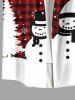 Chemise à Carreaux Bonhomme de Neige Flocon de Neige et Sapin de Noël Imprimés de Grande Taille avec Poche pour Homme - Rouge 2XL