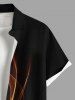 Plus Size Coconut Tree Two Tone Colorblock Light Beam Print Buttons Pocket Hawaii Shirt For Men -  