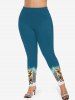 Plus Size Christmas Tree Ball Elk Snowflake Print Leggings -  