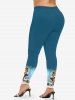 Plus Size Christmas Tree Ball Elk Snowflake Print Leggings -  