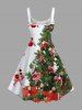 Plus Size Christmas Tree Ball Candy Bowknot Print A Line Dress -  