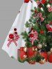 Plus Size Christmas Tree Ball Candy Bowknot Print A Line Dress -  