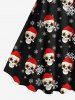 Plus Size Christmas Hat Snowflake Stars Skull Print A Line Dress -  