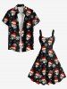 Plus Size Christmas Hat Snowflake Stars Skull Print A Line Dress -  