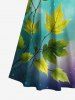 Plus Size Leaf Branch Ombre Light Spot Print Hawaii Crisscross A Line Maxi Dress -  