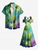 Plus Size Leaf Branch Ombre Light Spot Print Hawaii Crisscross A Line Maxi Dress -  