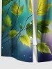 Plus Size Leaf Branch Ombre Light Spot Print Hawaii Button Pocket Shirt For Men -  