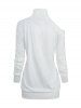 T-shirt en Couleur Unie Epaule Dénudée Manches Longues à Col Haut - Blanc XL