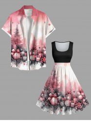 Christmas Tree Ball Gift Print Plus Size Matching Outfit For Couples -  