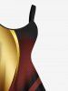 Curve Light Beam Colorblock Print Plus Size Matching Outfit For Couples -  