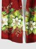 Costume de Plage Transparent Texturé Imprimé Feuilles et Fleurs Grande Taille pour Couples - Rouge 