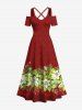 Costume de Plage Transparent Texturé Imprimé Feuilles et Fleurs Grande Taille pour Couples - Rouge 