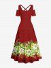 Costume de Plage Transparent Texturé Imprimé Feuilles et Fleurs Grande Taille pour Couples - Rouge 