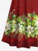 Costume de Plage Transparent Texturé Imprimé Feuilles et Fleurs Grande Taille pour Couples - Rouge 