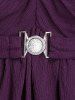 Buckle Ruched Butterfly Sleeves T-Shirt and Bowknot Lace Leggings Plus Size Outfit -  