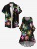 Plus Size Colorful Glitter Fireworks Floral Print Party New Years Eve Ruched High Low Asymmetric Dress -  