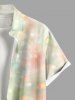 Chemise grande taille pour homme, motif pomme de pin et feuilles, imprimé dégradé, poches boutonnées, idéale pour les fêtes du Nouvel An. - Multi-A S