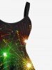 Plus Size Glitter Fireworks City Print Party New Years Eve A Line Tank Dress -  
