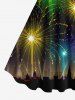 Plus Size Glitter Fireworks City Print Party New Years Eve A Line Tank Dress -  