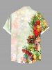 Chemise grande taille pour homme, motif pomme de pin et feuilles, imprimé dégradé, poches boutonnées, idéale pour les fêtes du Nouvel An. - Multi-A XL